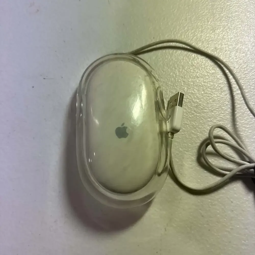 Apple Mouse M5769 White and Clear Wired Fast Pointer Pro Optical Mouse ==
